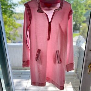 Pink Women's Dress with Ruffle Trim